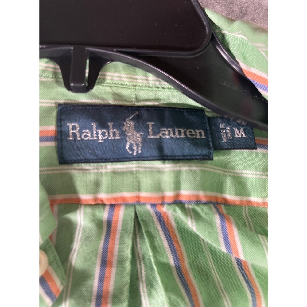 Ralph Lauren‎ Mens Green Striped Oxford Button Down Shirt Size M Long Sleeve - Picture 3 of 10